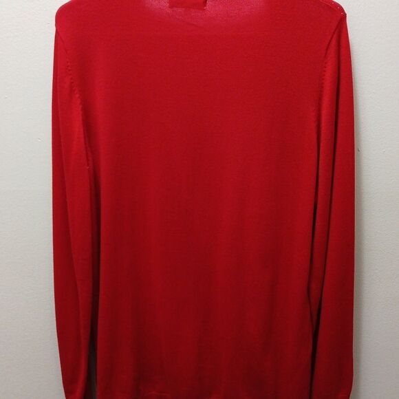 Calvin Klein Red Gold Dots Logo V-neck Gold Button Up Cardigan Sweater XL - Picture 10 of 16